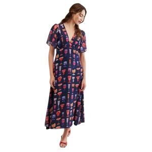 Anthropologie x Lisa Says Gah Cocktail Printed Vintage Style Midi Dress Size XS